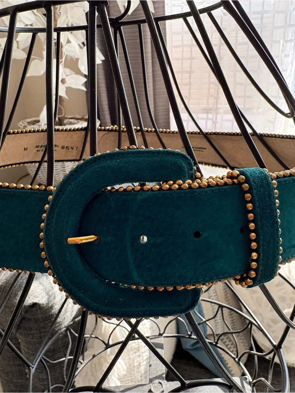 VTG Anne Klein Teal Blue Green Suede Belt Size M
